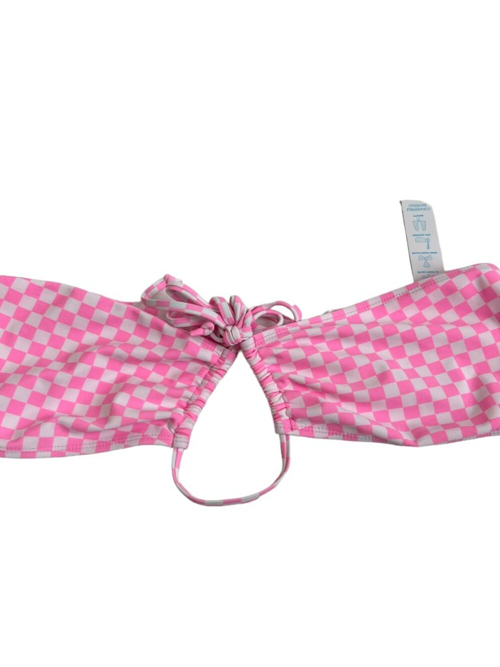 Betty Jade bikini top convertible bandeau halter pink checkered Large strapless
